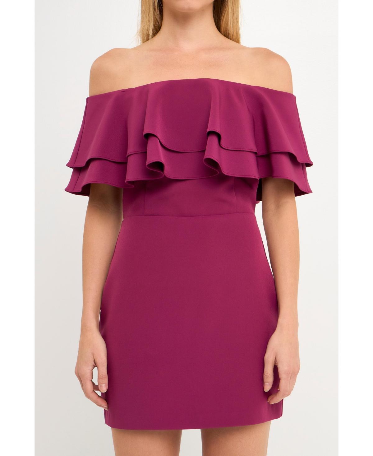 Womens Ruffled Off Shoulder Mini Dress Product Image