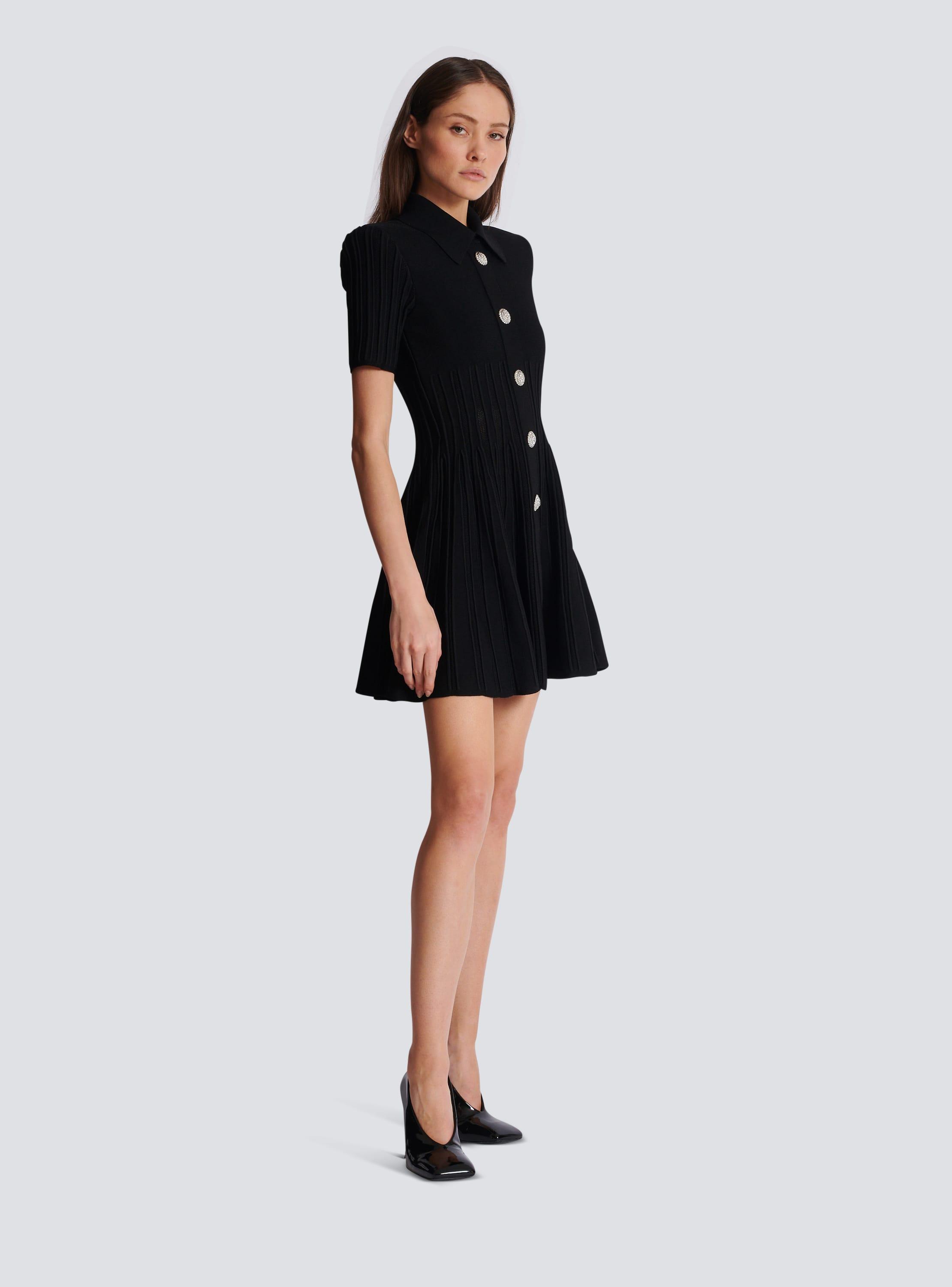 Flared knit dress with buttons Product Image