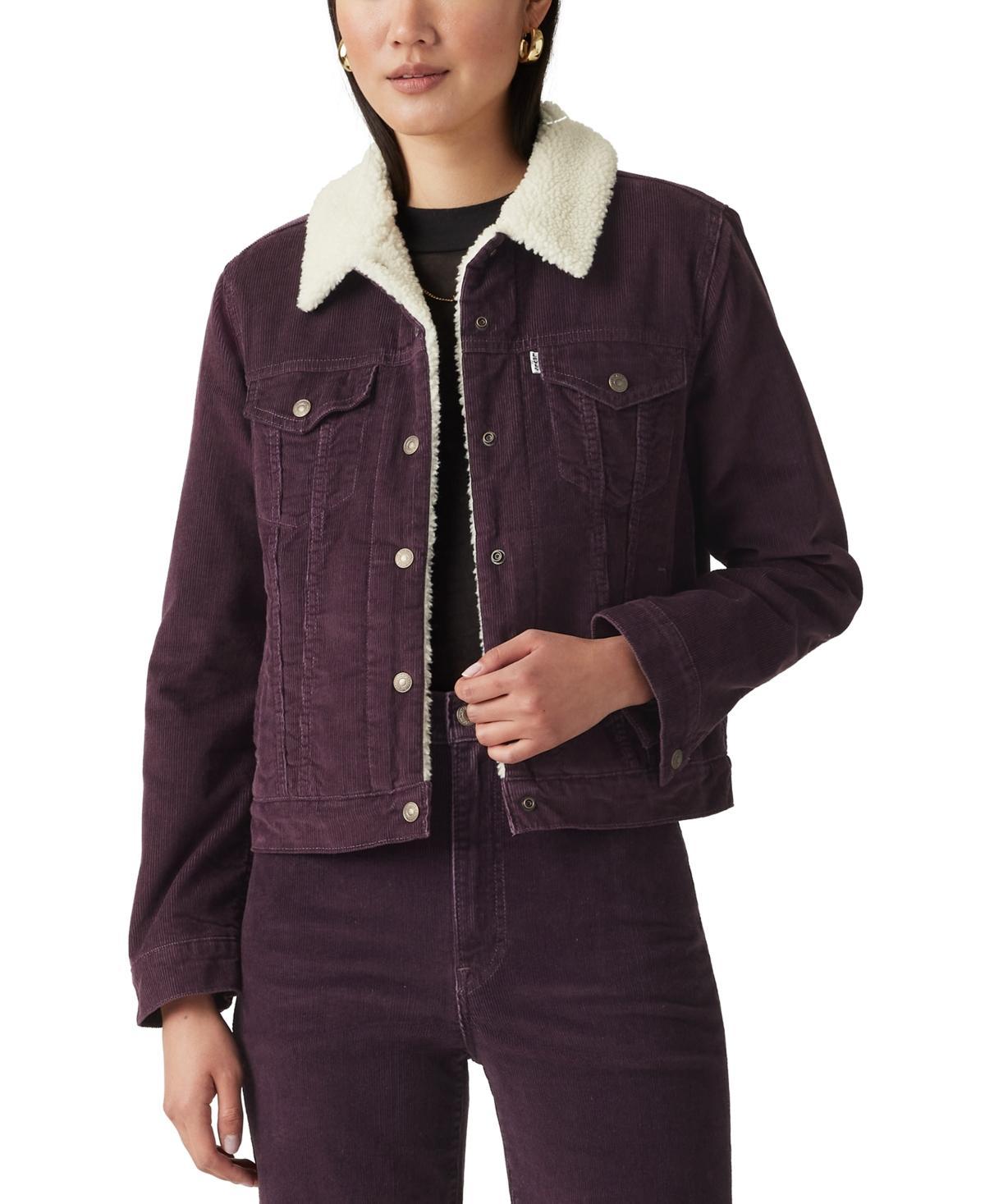 Levis Womens Faux Shearling Original Corduroy Trucker Jacket - Safari Product Image