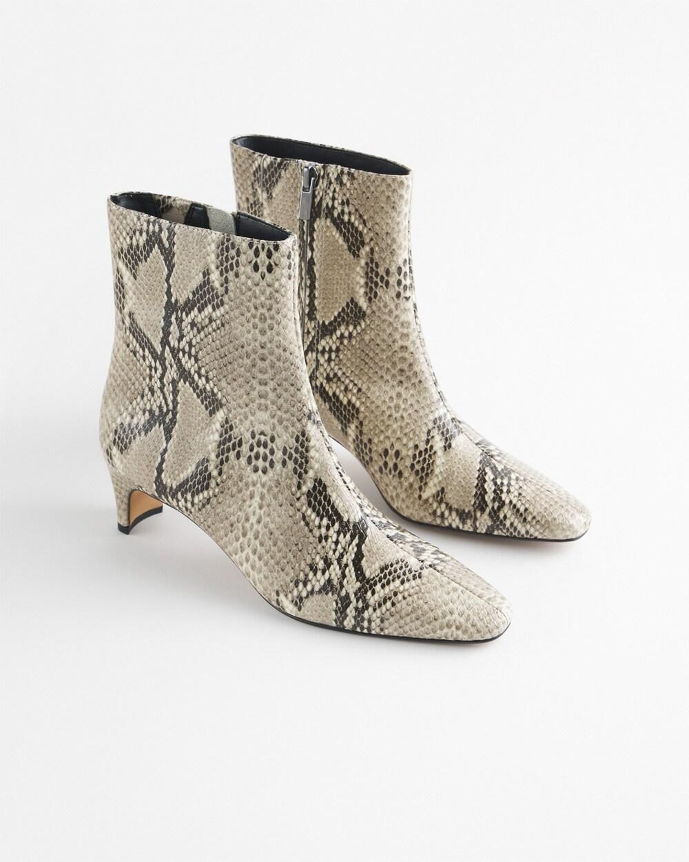 Faux Snakeskin Skinny Heel Ankle Boot Product Image