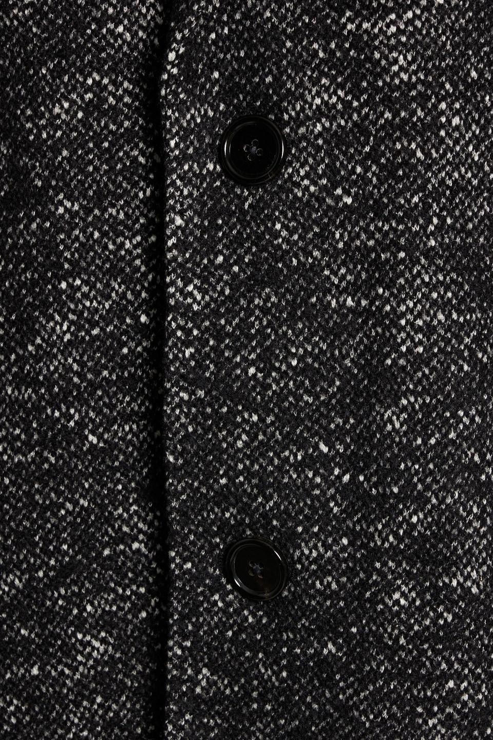 Wool, Cotton And Cashmere-blend Tweed Coat In Black Product Image