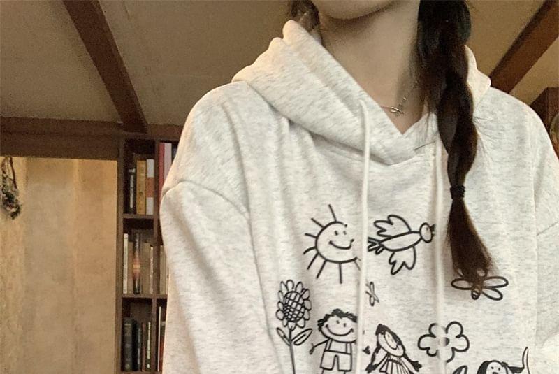 Cartoon Print Oversized Hoodie Product Image