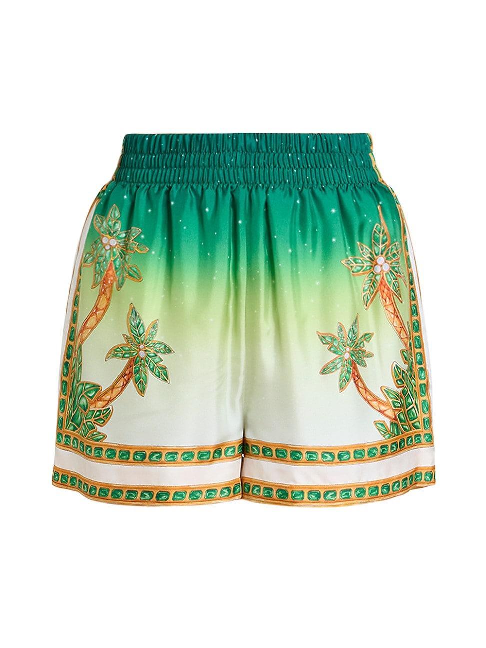 Womens Silk Ombr Palm Shorts Product Image