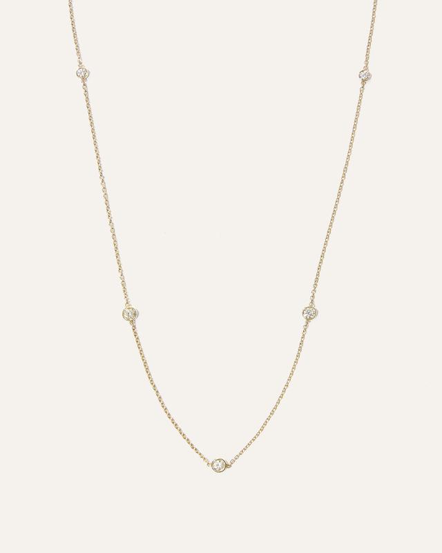 14K Gold Diamond Bezel Station Necklace Product Image