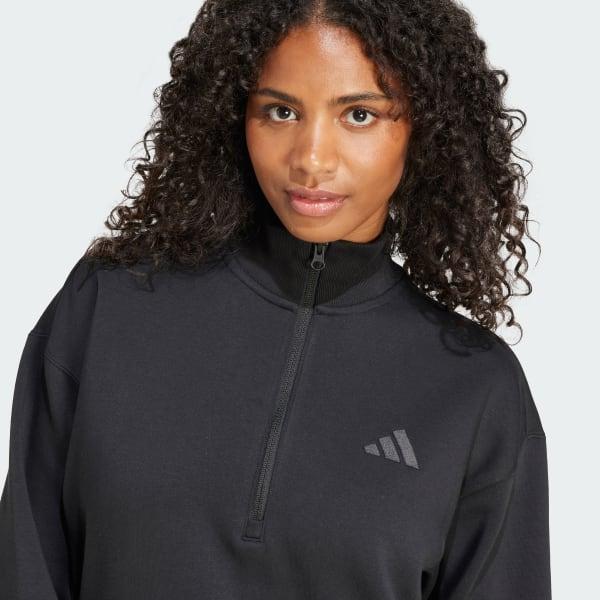 adidas ALL SZN Fleece Loose Quarter-Zip Sweatshirt Black L Womens Product Image