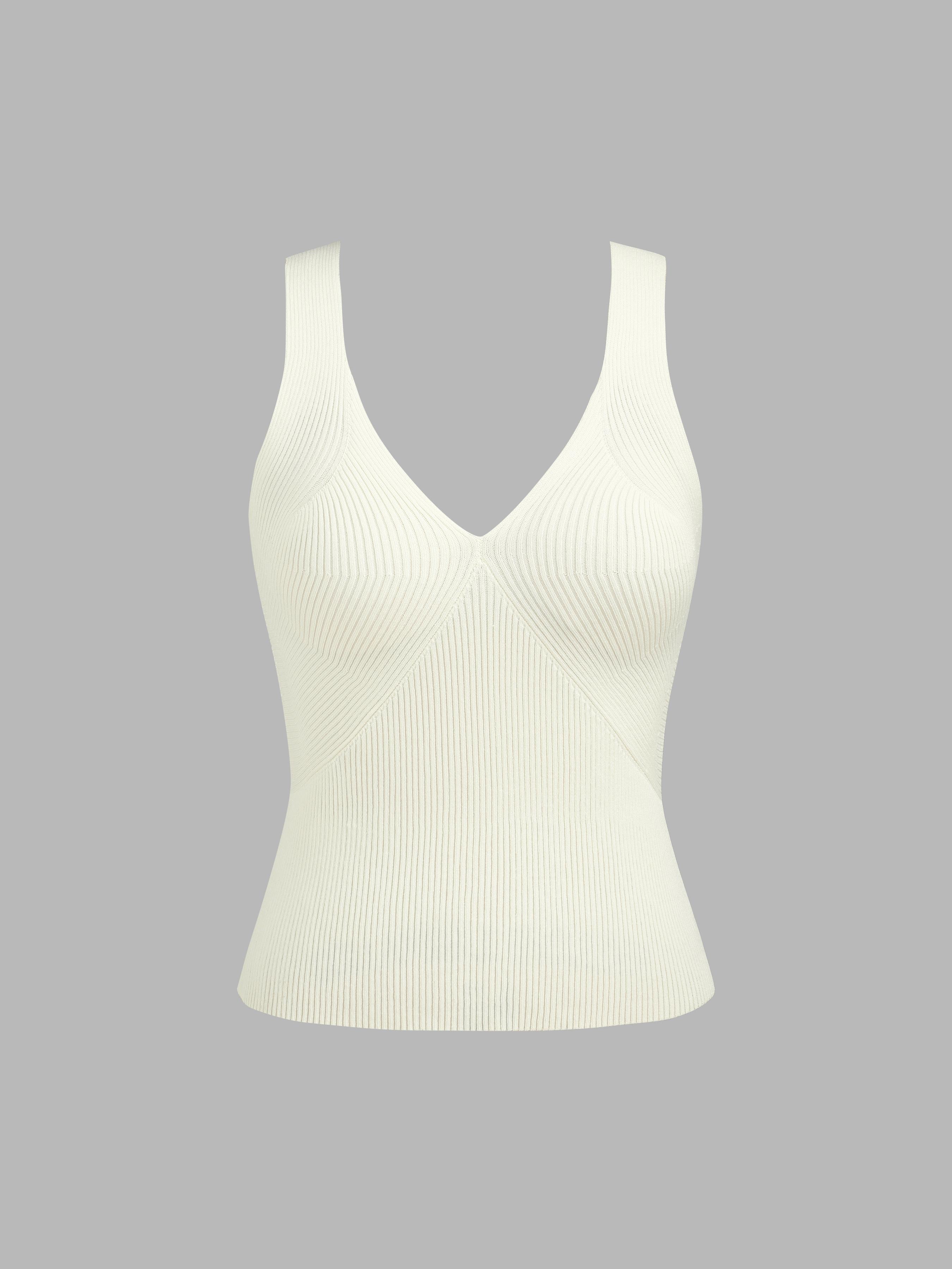 V-neck Solid Knitted Tank Top product image