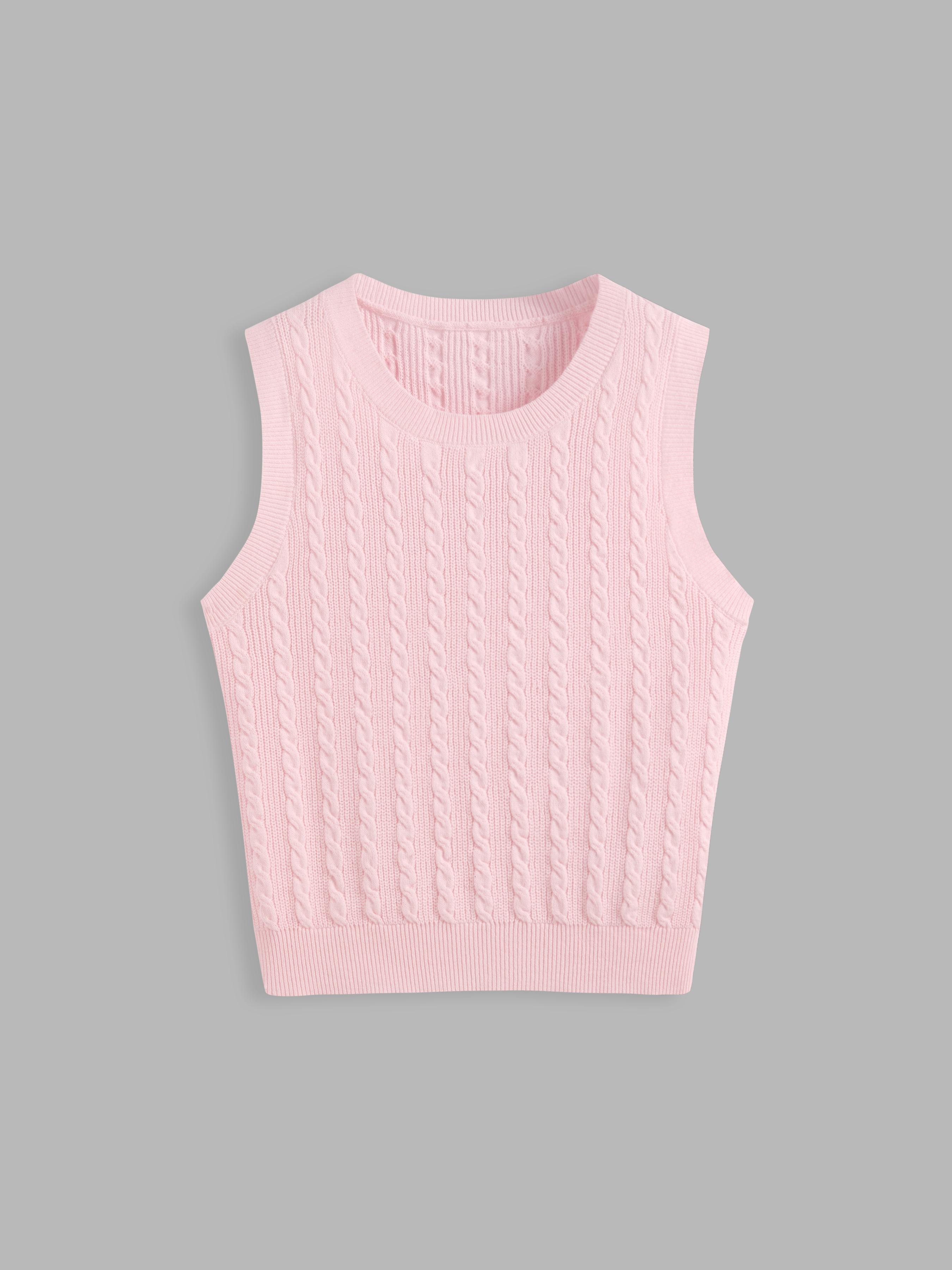 Knit Round Neckline Solid Texture Tank Top Product Image