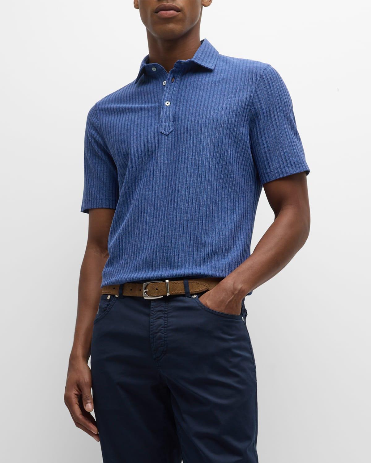 Mens Textured Piqu Polo With Shirt Style Collar Product Image