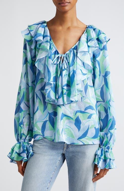 Womens Imani Printed Ruffled Blouse Product Image