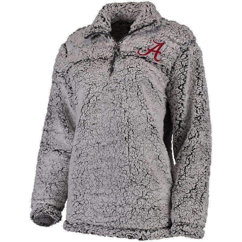 Womens Gray Alabama Crimson Tide Sherpa Super-Soft Quarter-Zip Pullover Jacket Product Image