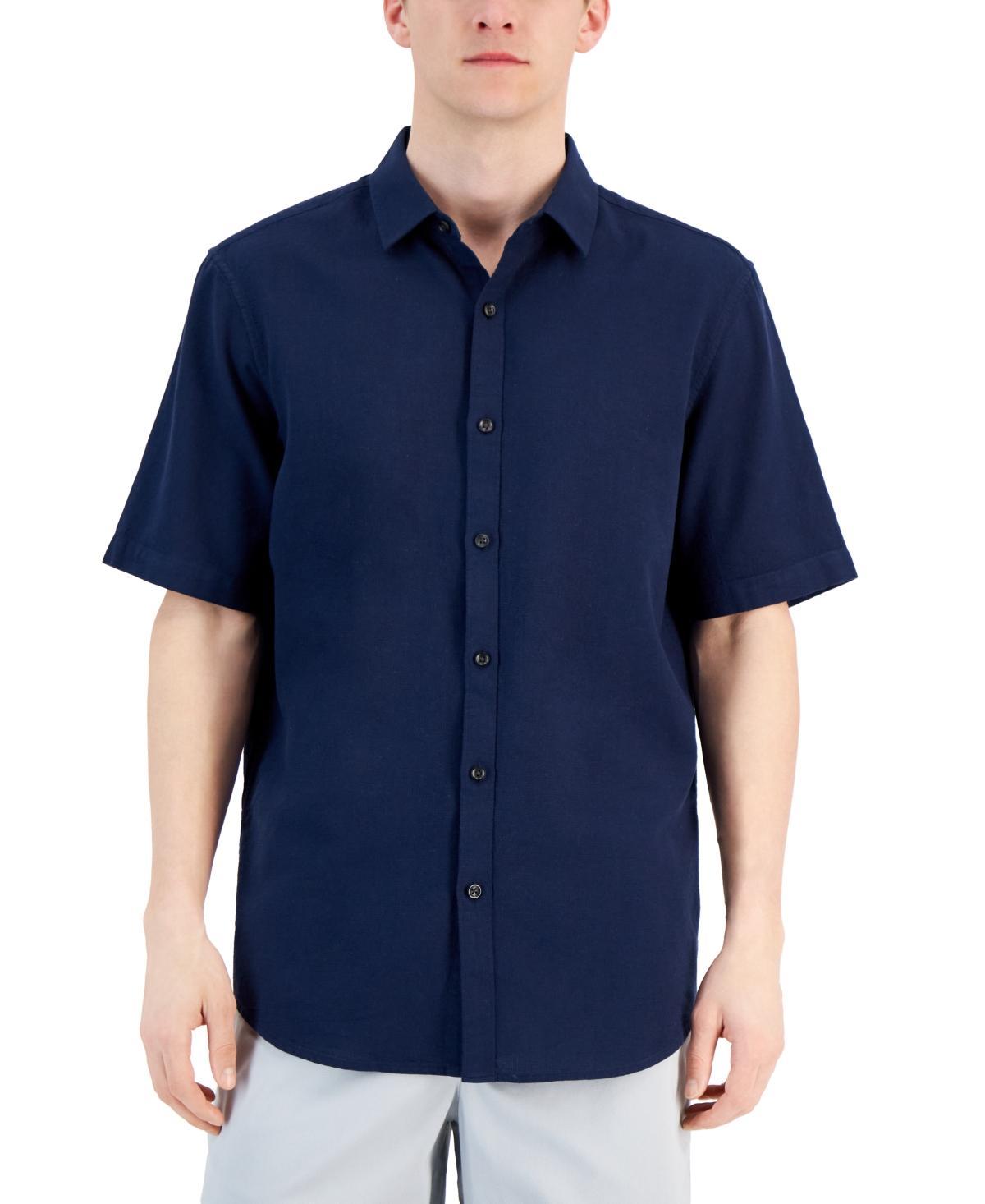 Alfani Mens Short-Sleeve Solid Textured Shirt, Created for Macys Product Image