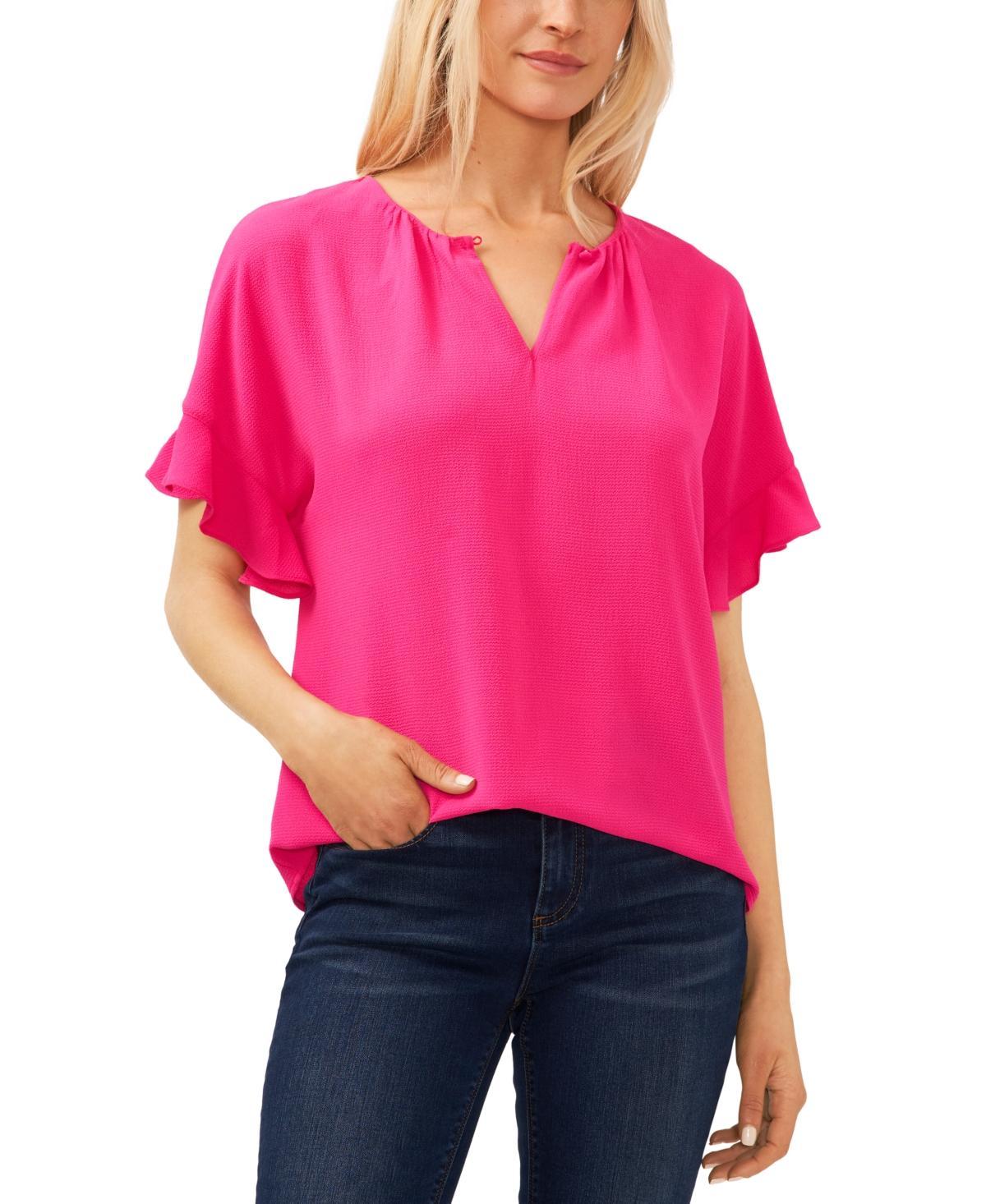 CeCe Ruffle Sleeve Crepe Blouse Product Image