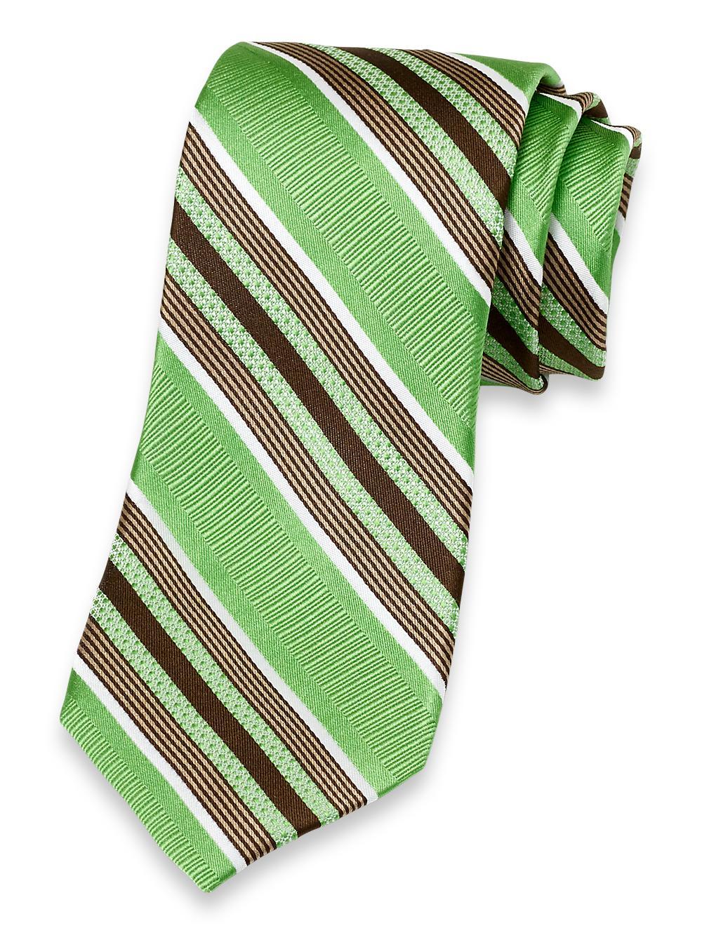 Stripe Woven Silk Tie - Green Product Image