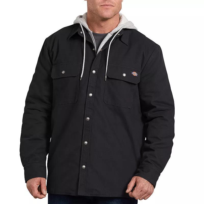 Mens Dickies Relaxed-Fit Hooded Duck Shirt Jacket Black Product Image