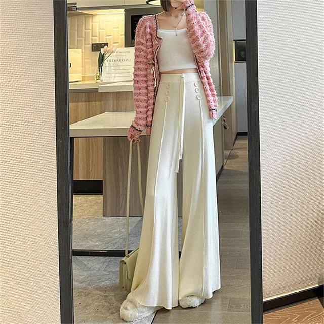 High Waist Plain Wide Leg Pants Product Image