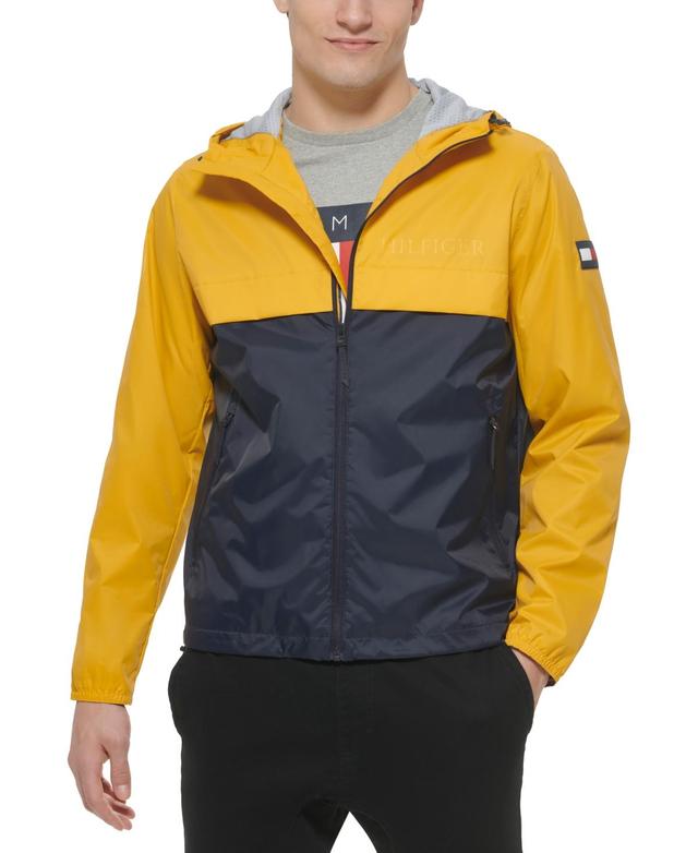 Tommy Hilfiger Mens Stretch Hooded Zip-Front Rain Jacket Product Image