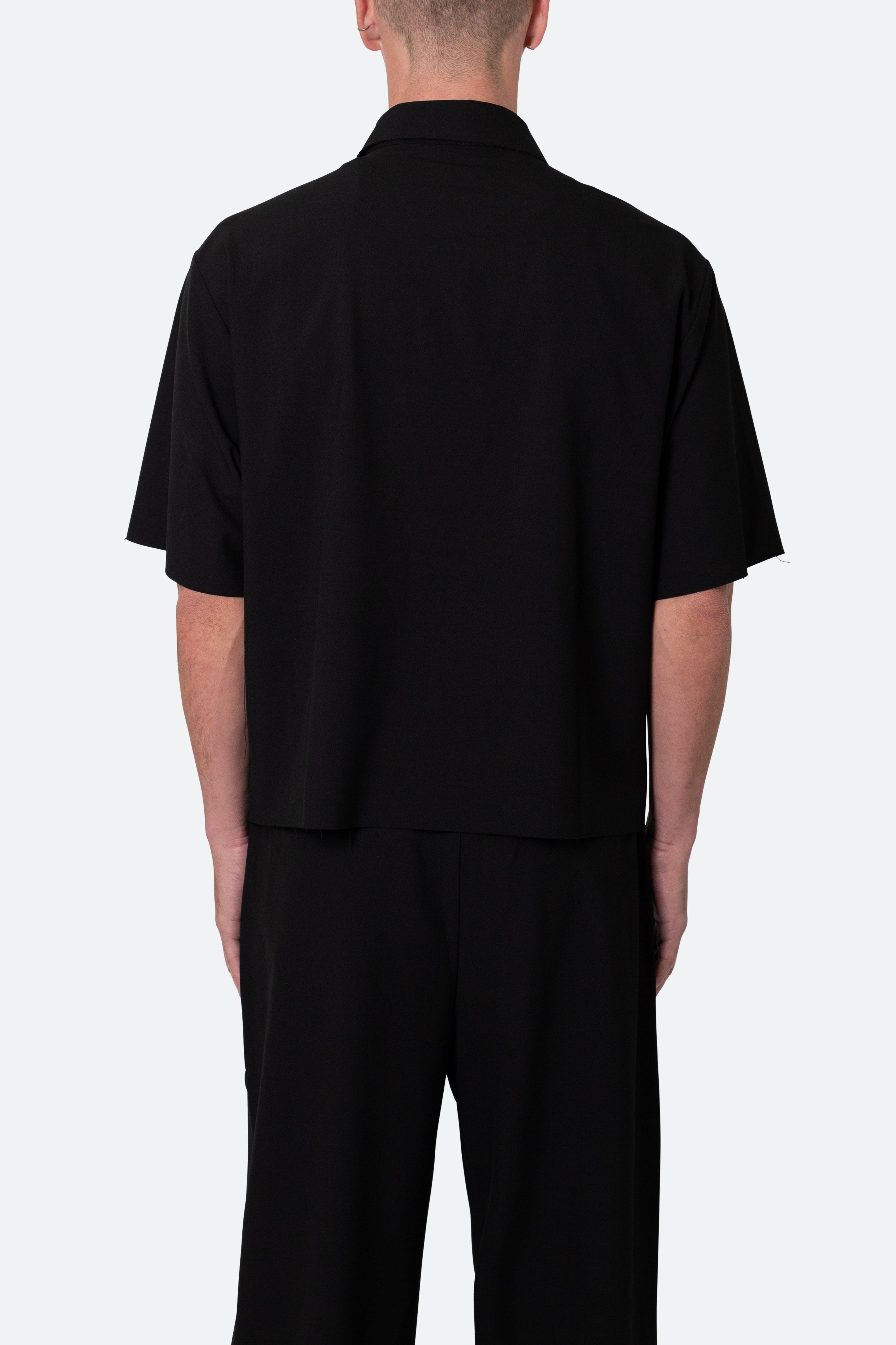 Cropped Woven Shirt - Black Product Image