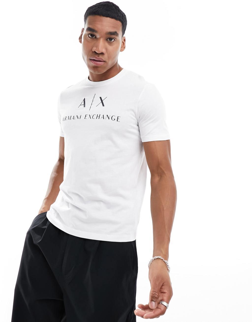 Armani Exchange chest logo slim fit T-shirt in white Product Image