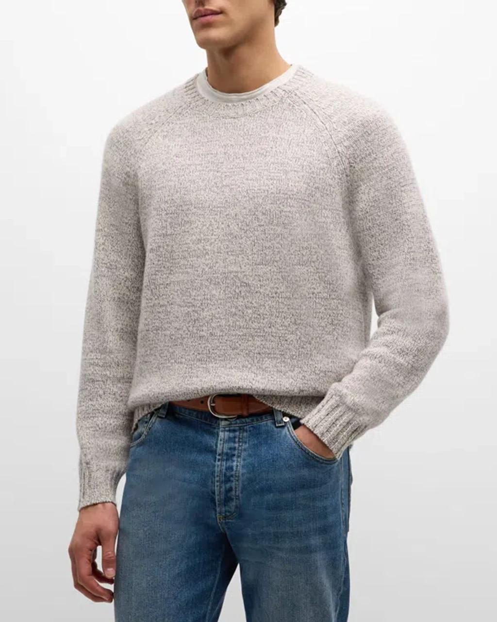 Men's Mouline Cashmere Crewneck Sweater In Grey Product Image