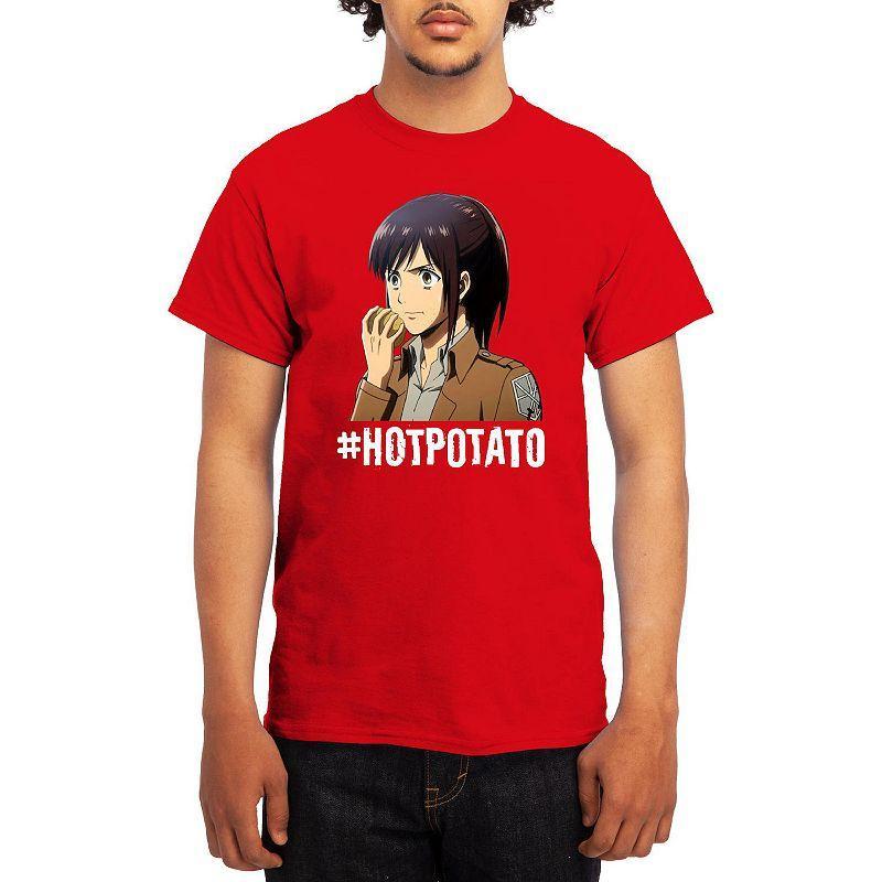 Mens Attack on Titan Tee Grey Red Product Image