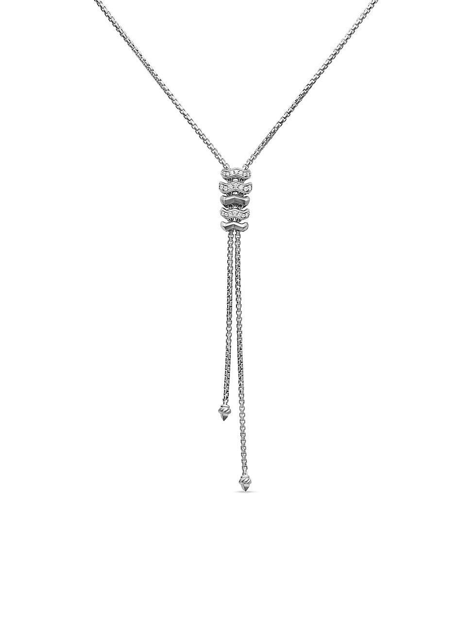 Womens Zig Zag Stax Y Necklace in Sterling Silver with Diamonds Product Image