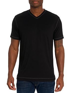 Robert Graham Eastwood Top Stitched V Neck Tee Product Image