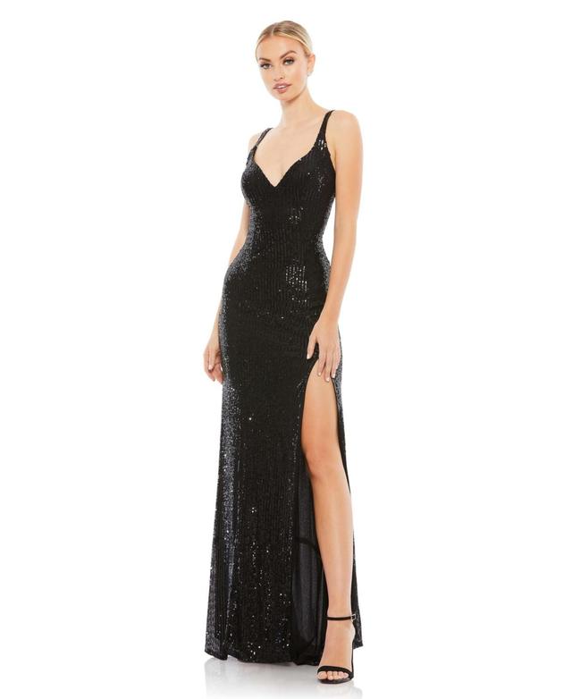 Mac Duggal Sequin Side Slit Column Gown Product Image