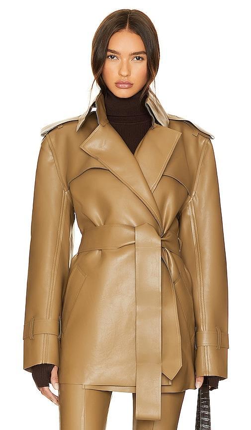 Norma Kamali Double Breasted Trench Coat in Olive Product Image