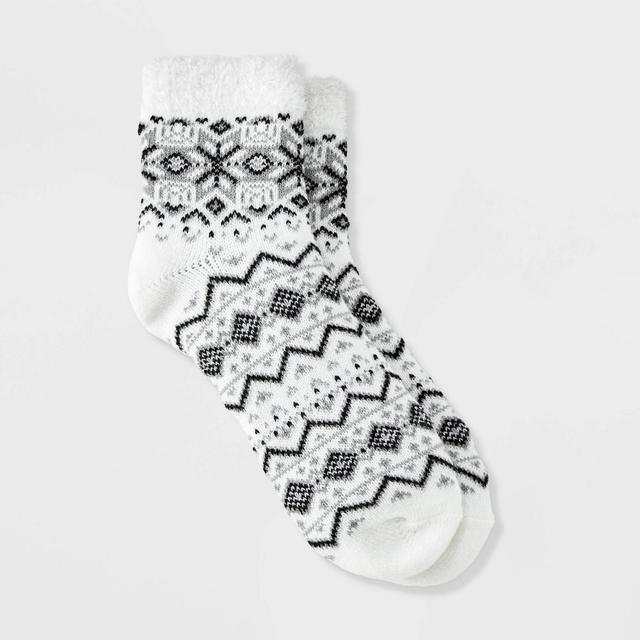 Womens Snowflake Geo Double Lined Cozy Ankle Socks - Auden Ivory/Black 4-10 Product Image