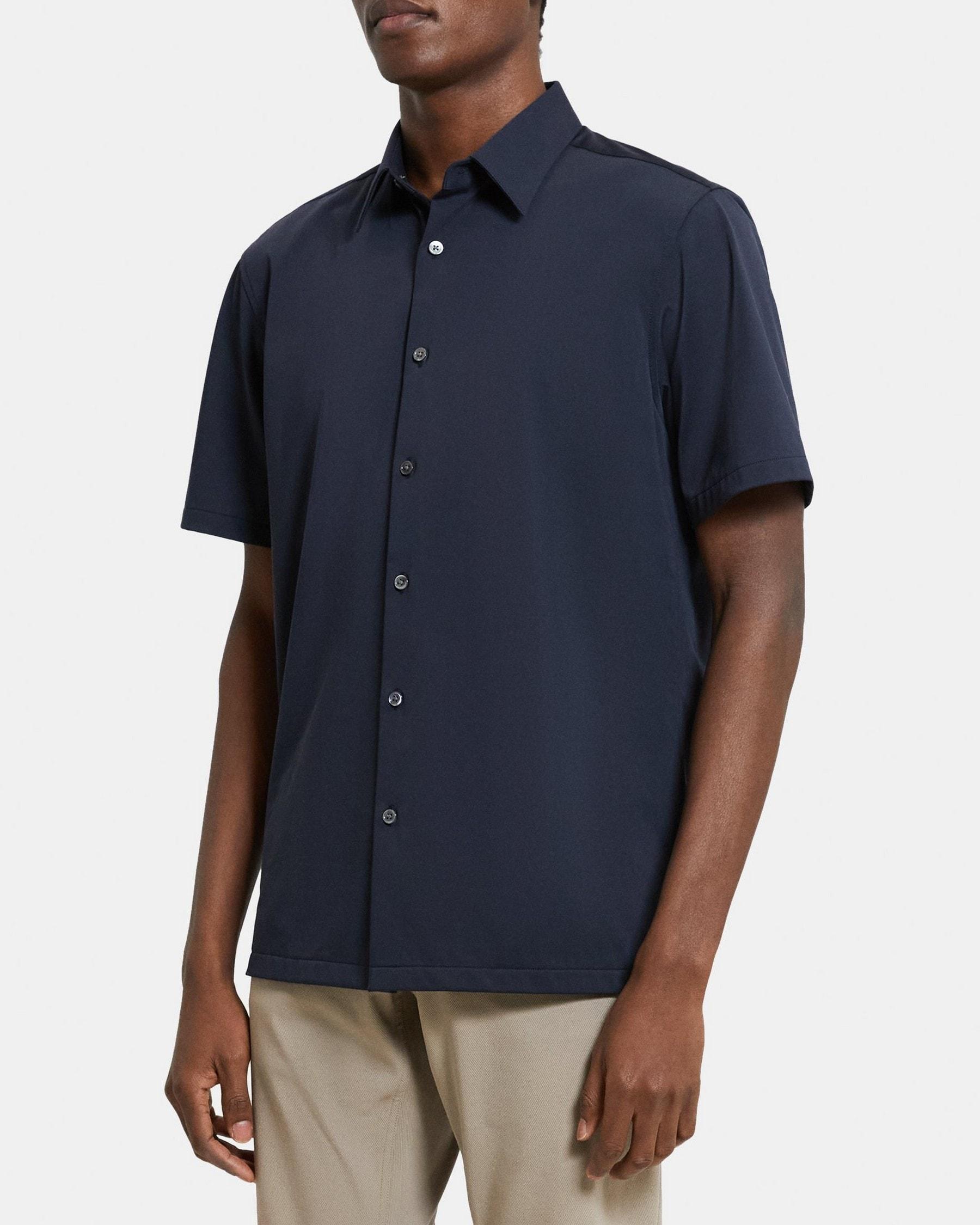 Standard-Fit Short-Sleeve Shirt in Structure Knit Product Image