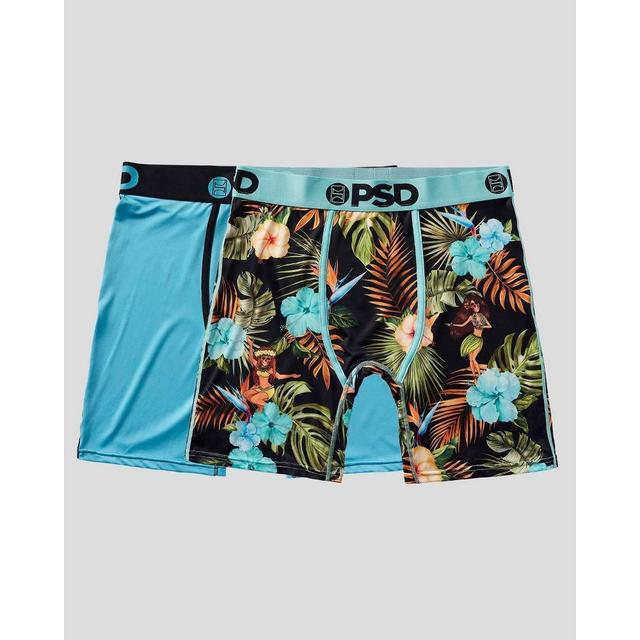 PSD Mens Floral Print Boxer Briefs 2pk - Green/Light Aqua Blue/Black XXL Product Image