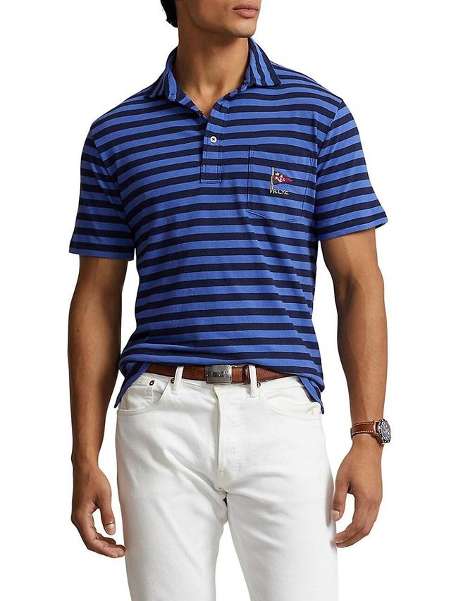 Mens Lisle Striped Cotton Polo Shirt Product Image