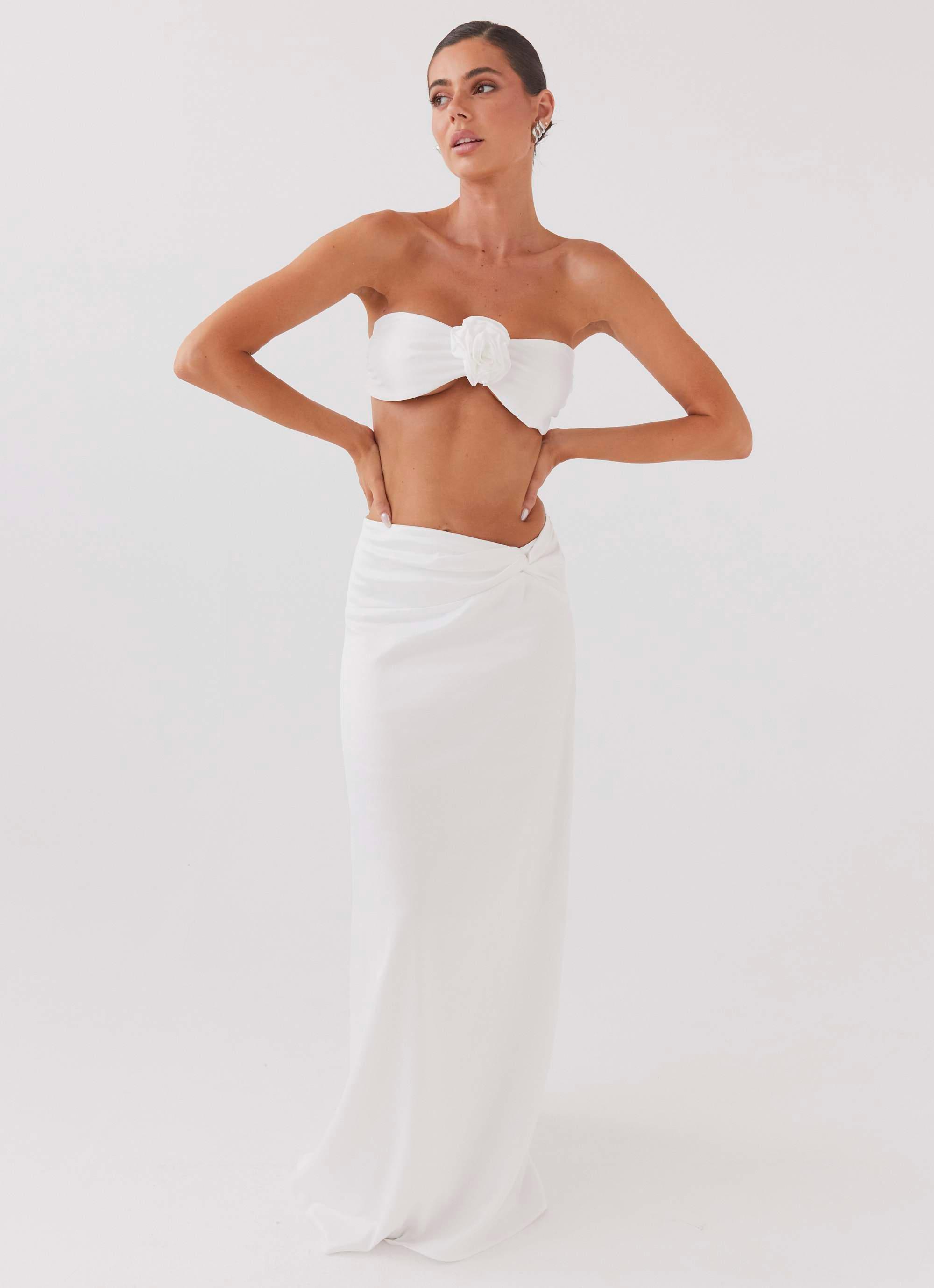 Crescent Light Twist Maxi Skirt - Ivory Product Image