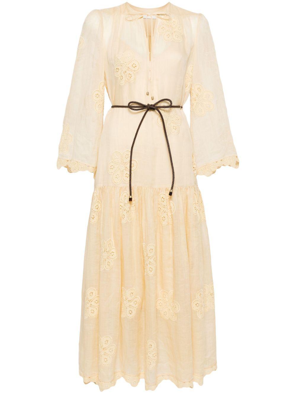 Acadian Embroidered Maxi Dress In Yellow Product Image