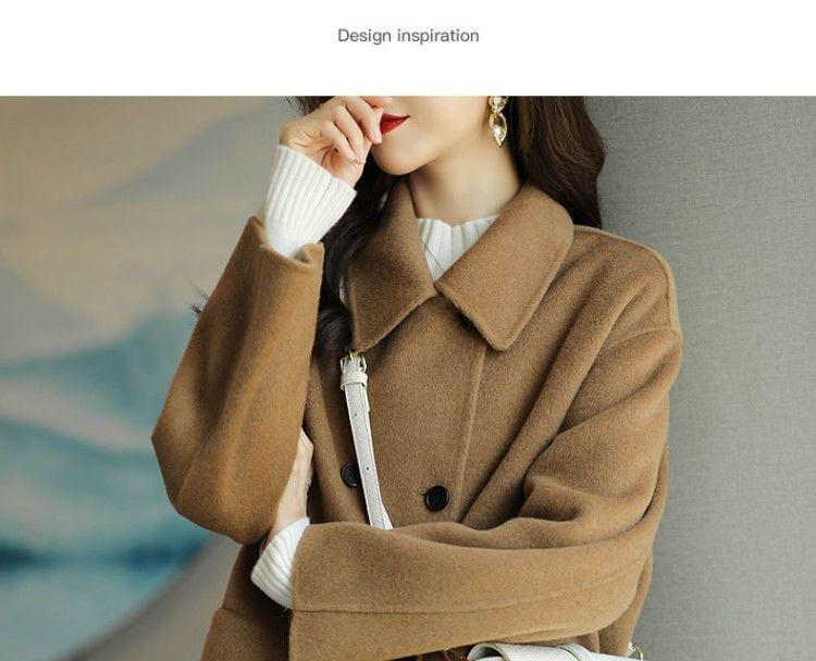 Double Breasted Collared Plain Long Coat product image