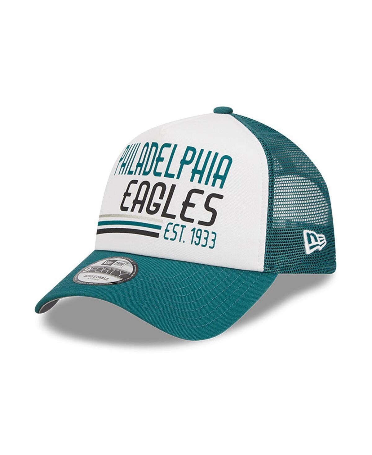 Mens New Era /Midnight Green Philadelphia Eagles Stacked A-Frame Trucker 9FORTY Adjustable Hat Product Image