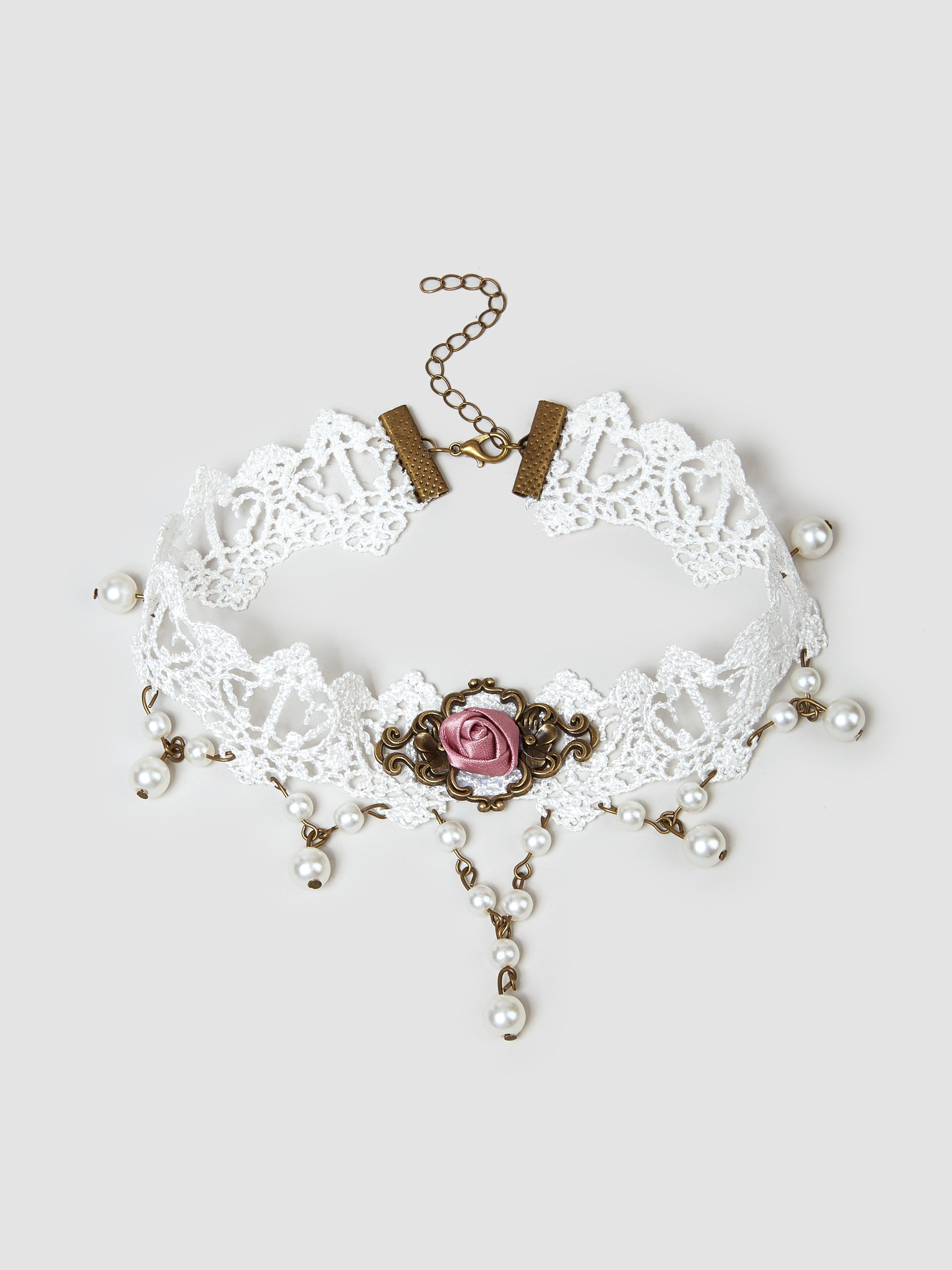 Rosette Faux Pearl Lace Choker Product Image