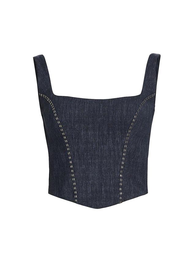 Womens Zahara Denim-Print Jersey Corset Top Product Image