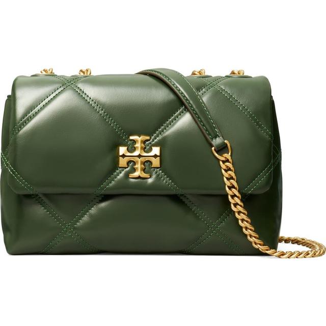 Small Kira Diamond Quilted Convertible Leather Shoulder Bag In Green Product Image