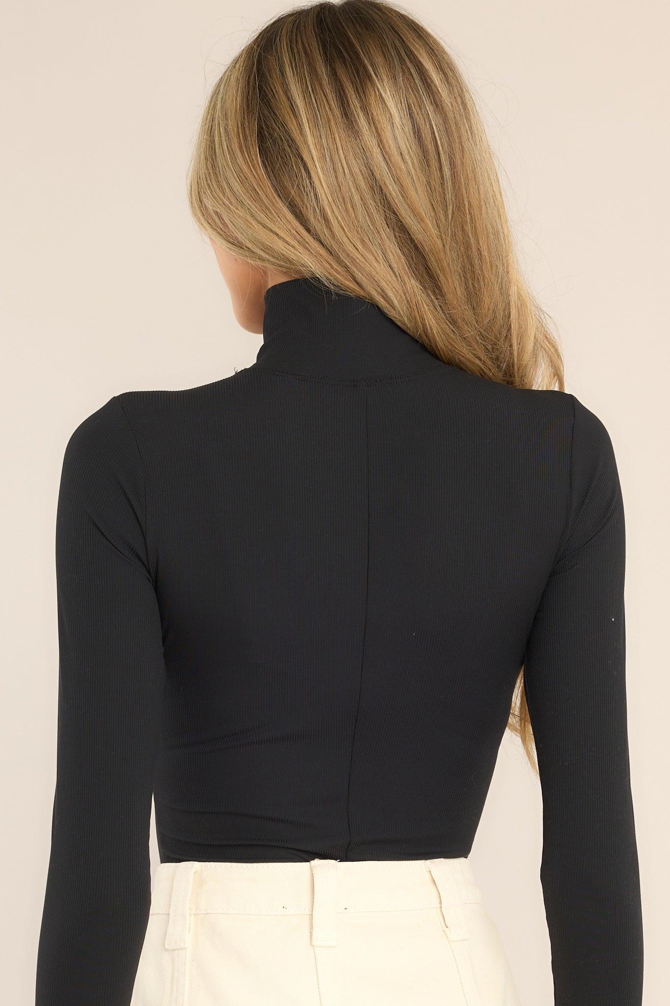 Spanx Suit Yourself Ribbed Long Sleeve Black Turtleneck Bodysuit Product Image