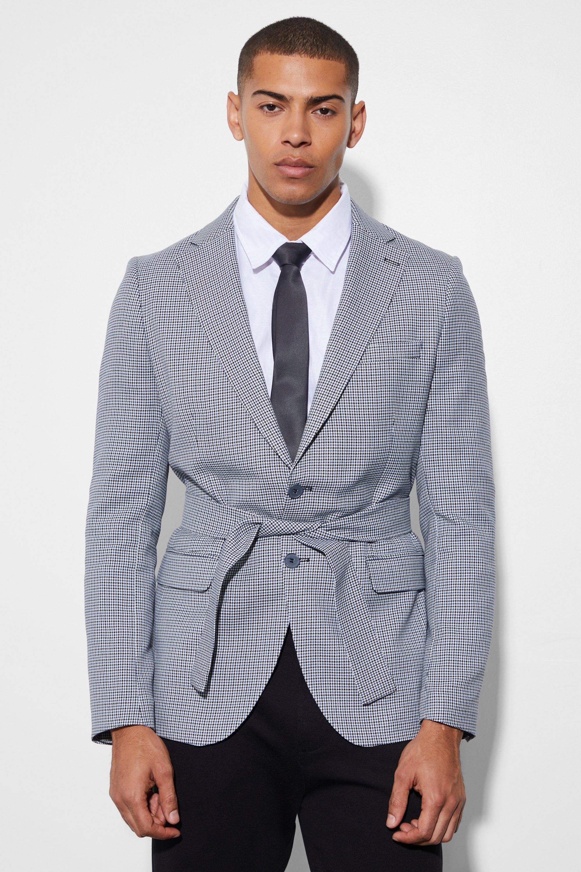 Slim Single Breasted Blazer With Belt | boohooMAN USA Product Image