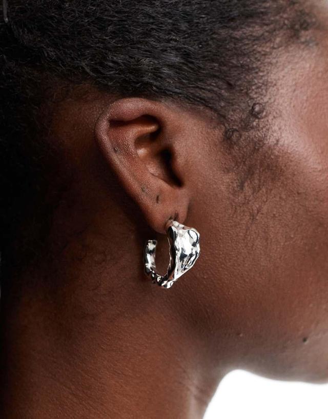 Weekday twist chunky hoop earrings in silver Product Image