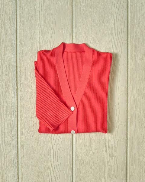 Haven Short Sleeve Knit Cardigan in Coral Product Image