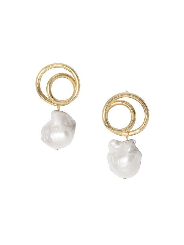 Womens Main Coiling 14K Gold-Plate & Pearl Earrings Product Image