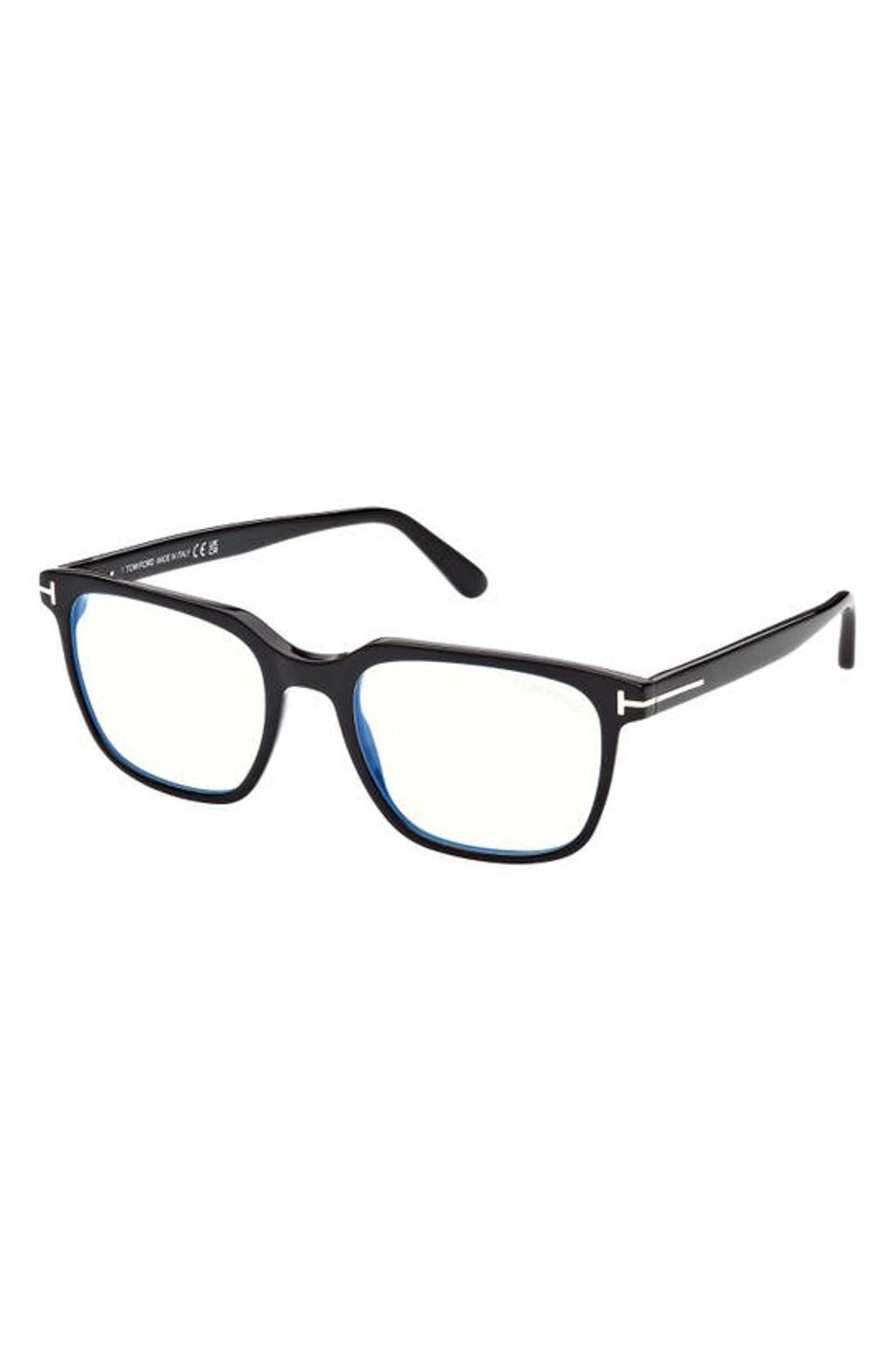 TOM FORD 53mm Square Blue Light Blocking Glasses In Shiny Black Product Image