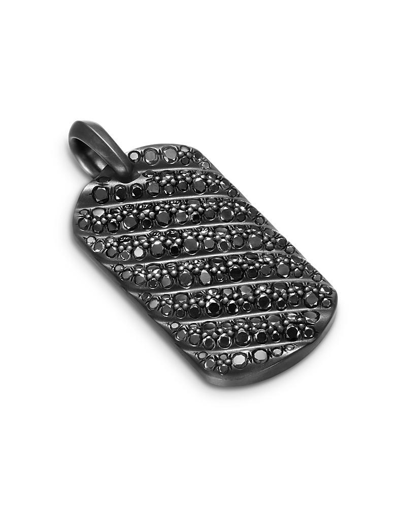 David Yurman Mens Sculpted Cable Tag in Black Titanium with Black Diamonds, 35mm Product Image