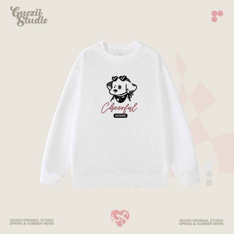 Crew Neck Dog Print Sweatshirt Product Image