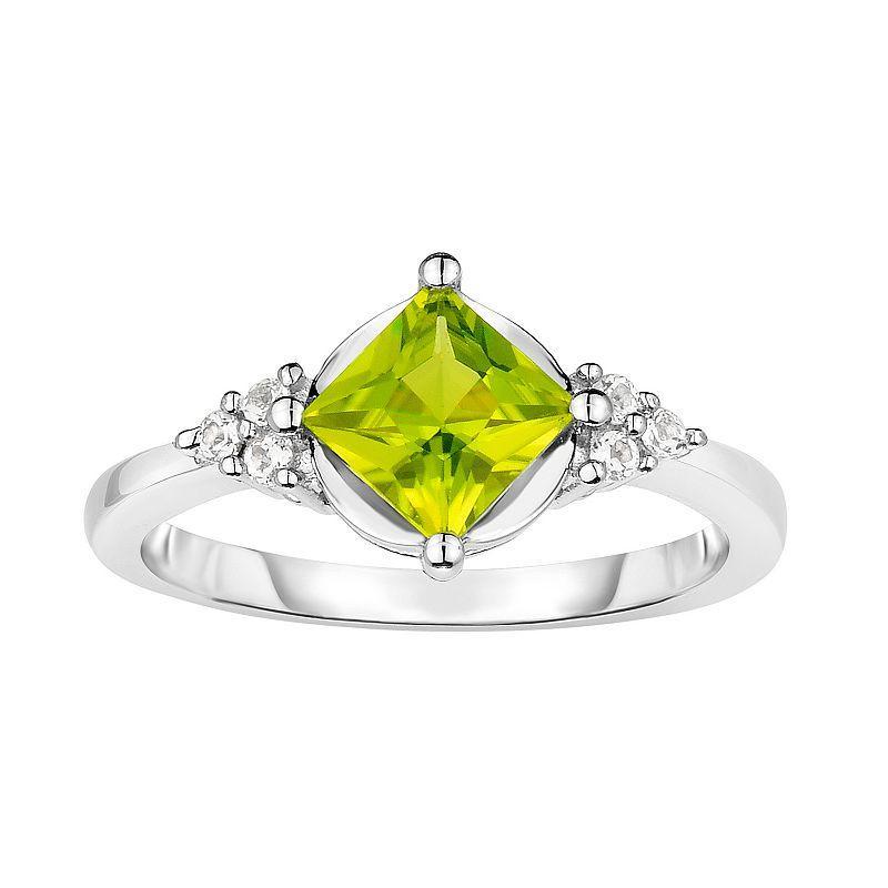 Sterling Silver Peridot & White Topaz Ring, Womens Product Image