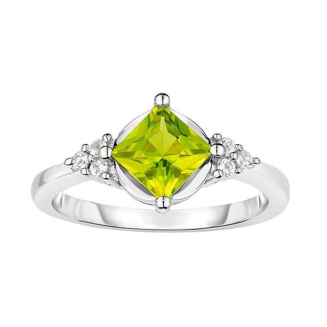 Sterling Silver Peridot & White Topaz Ring, Womens Product Image