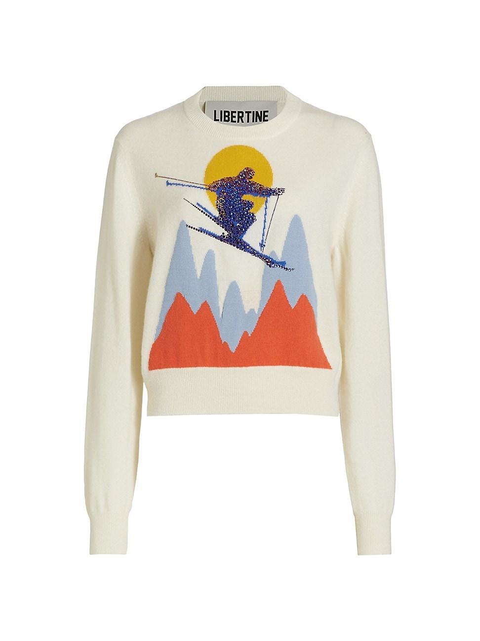 Womens Bead-Embellished Skier Sweater Product Image